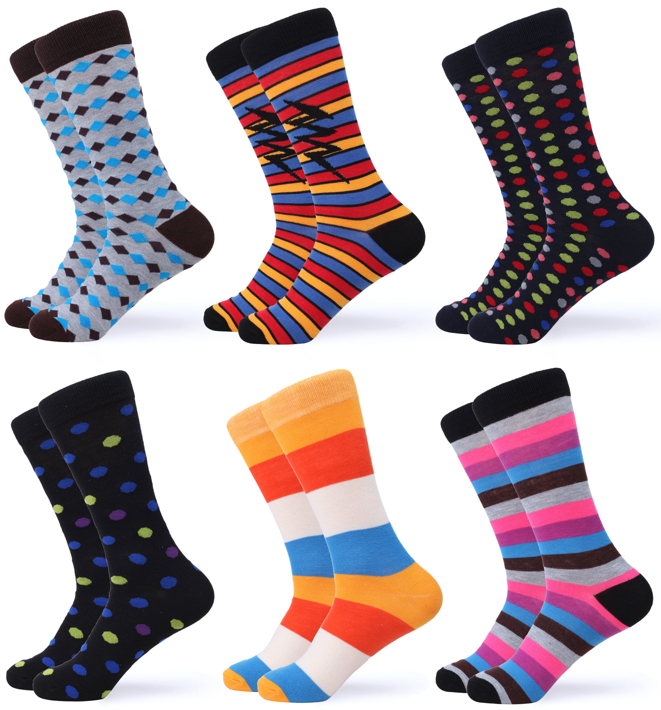 Gallery Seven Mens Dress Socks Funky Colorful Socks for Men - 6 Pack ...