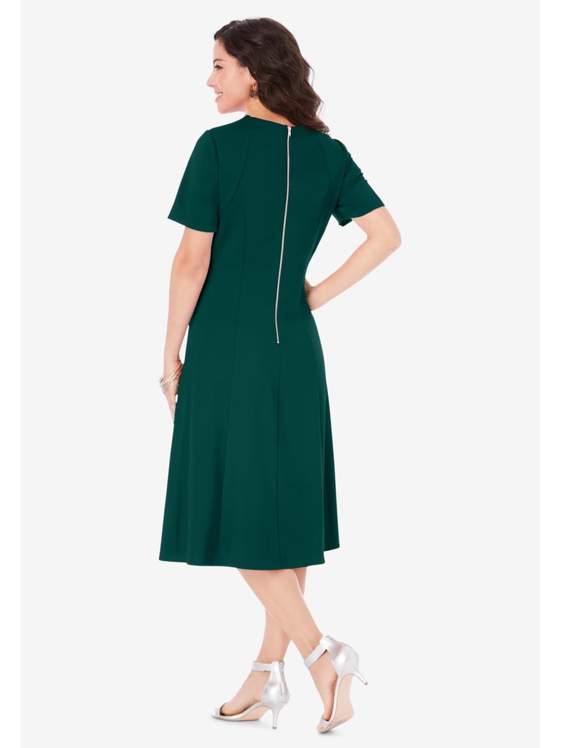 Roaman's Women's Plus Size Ponte Flared Dress - Walmart.com