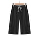 thumbnail image 1 of ICHUANYI Clearance Women's Summer Color Five Points Cotton Linen Pants Casual Pants(Black, M) ICHUANYI WER2023081001496, 1 of 7