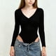 thumbnail image 5 of Camiseta deportiva informal de manga larga con cuello en V de color liso para niños, top de poliéster para niños, 5 of 6