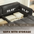 thumbnail image 4 of 90.2" 4-Seater Convertible Sleeper Sofa - Teddy Fabric Comfy Couch with Storage, King Size 3-in-1 Sofa Bed for Home Office,Black, 4 of 15