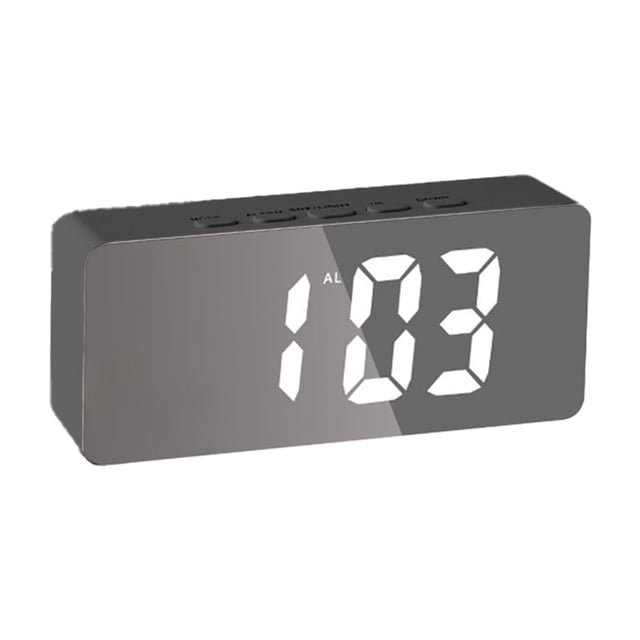 LED Mirror Alarm Clock with Temperature Display 12/24 Hour Format USB Rechargeable Snooze Function Adjustable Brightness