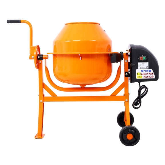 Cement Mixer 5 Cu Ft Electric Concrete Mixer Machine - 650W Motor, Portable Mixer for Mortar, Stucco, & Fodder