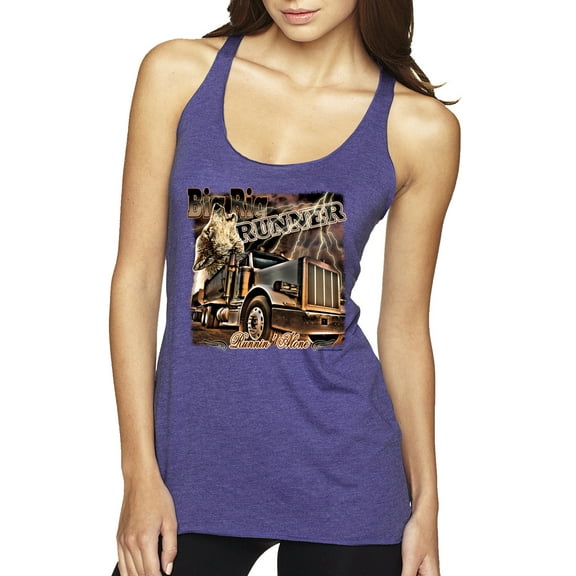Wild Bobby, Big Rig Runner Trailer Truck Runnin Alone, Cars and Trucks, Women Tri-Blend Racerback Tank Top, Purple Rush, X-Large