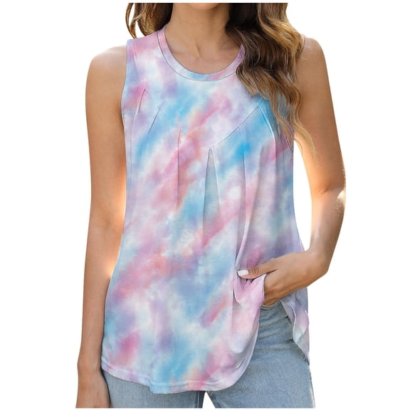 Cilsoka Tank Tops for Women Cute Graphic Printed Crew-Neck Tee Casual Summer Family Vacation Sleeveless Shirt Tops ,Womens Tops Summer 2026