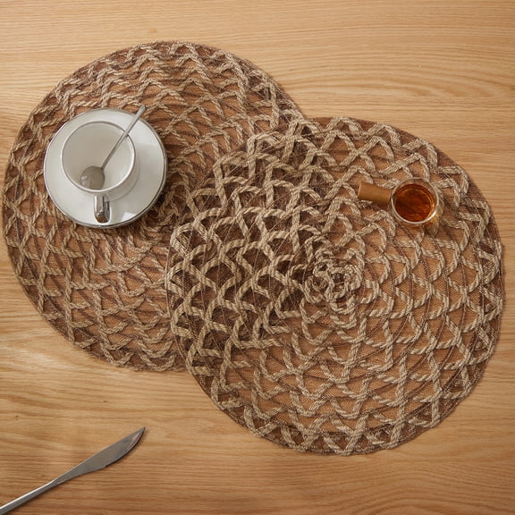 Tabletex Round Jute Woven Table Placemats Set of 4 for Wedding, Party, Christmas, Events