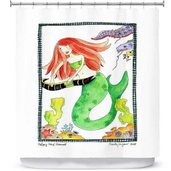 Shower Curtains 70" x 73" from DiaNoche Designs by Marley Ungaro - Helping Hand Mermaid