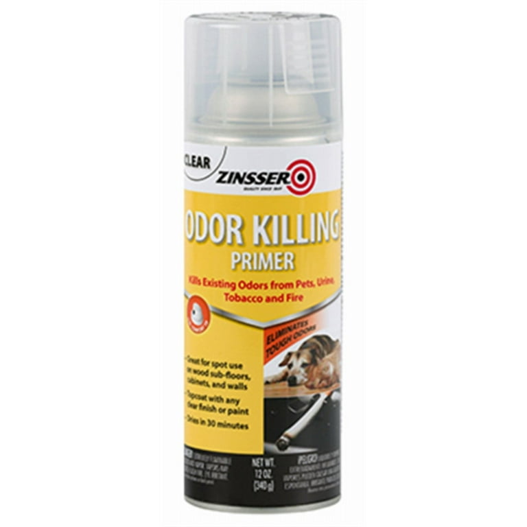 Rust-Oleum Zinsser Odor Killing Spray Primer, 12 oz, Clear, Fast-Drying,  Eliminates Odors