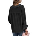 thumbnail image 4 of YI YI Long Sleeve Shirts for Women Casual Summer, Turndown Collar Button Down Shirts Sweatshirt Puff Sleeve Loose Fit Tunic Tops M Black, 4 of 7