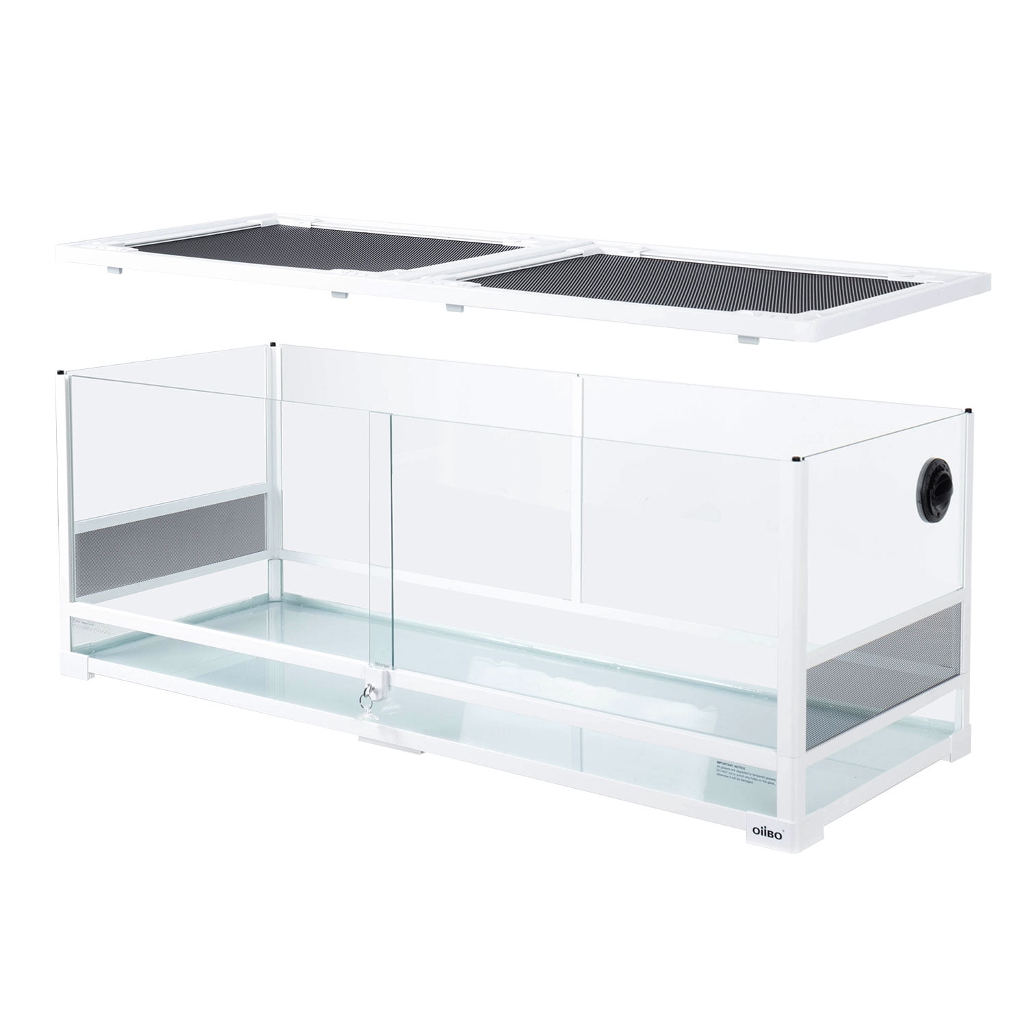 Guzzlo Glass Reptile Tank 64 Gallon, Terrarium with Double Cover Lids, 48x 18 x 18", White