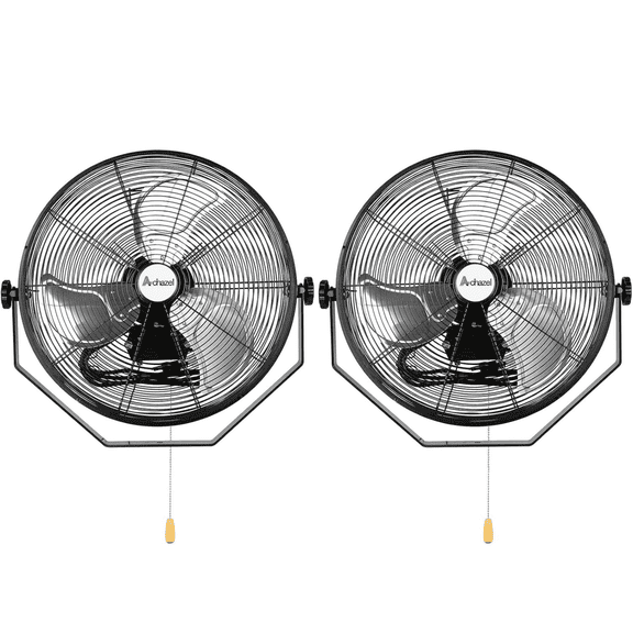 Achazel 18" Industrial Wall Mount Fan, 3-Speed 4300 CFM High Velocity Heavy Duty Metal Air Circulator for Workshop Garage Warehouse, UL Listed, 2PCS