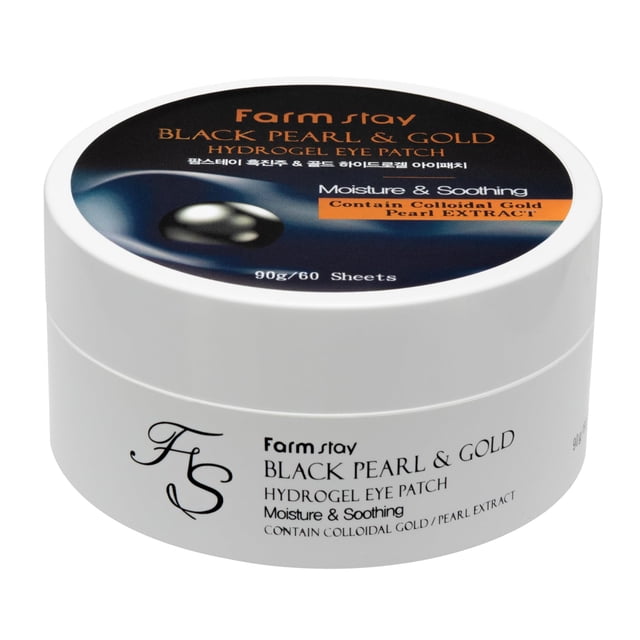 Parche de hidrogel para ojos de color dorado y perla negra de FarmStay para mujeres: 60 parches para ojos