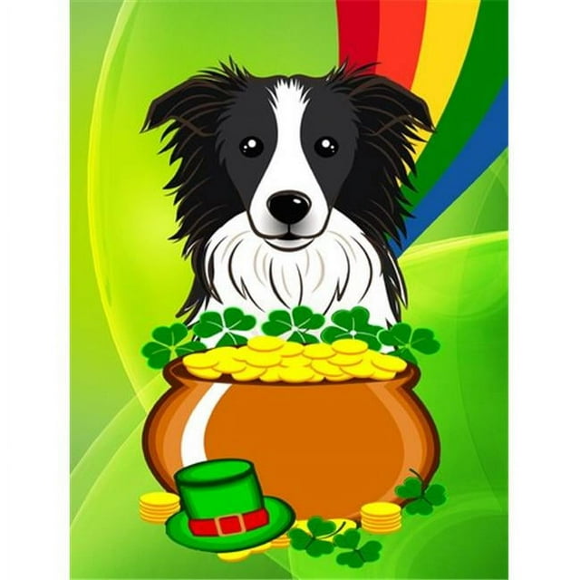 Carolines Treasures BB1985CHF Border Collie St. Patricks Jour Toile Maison Drapeau