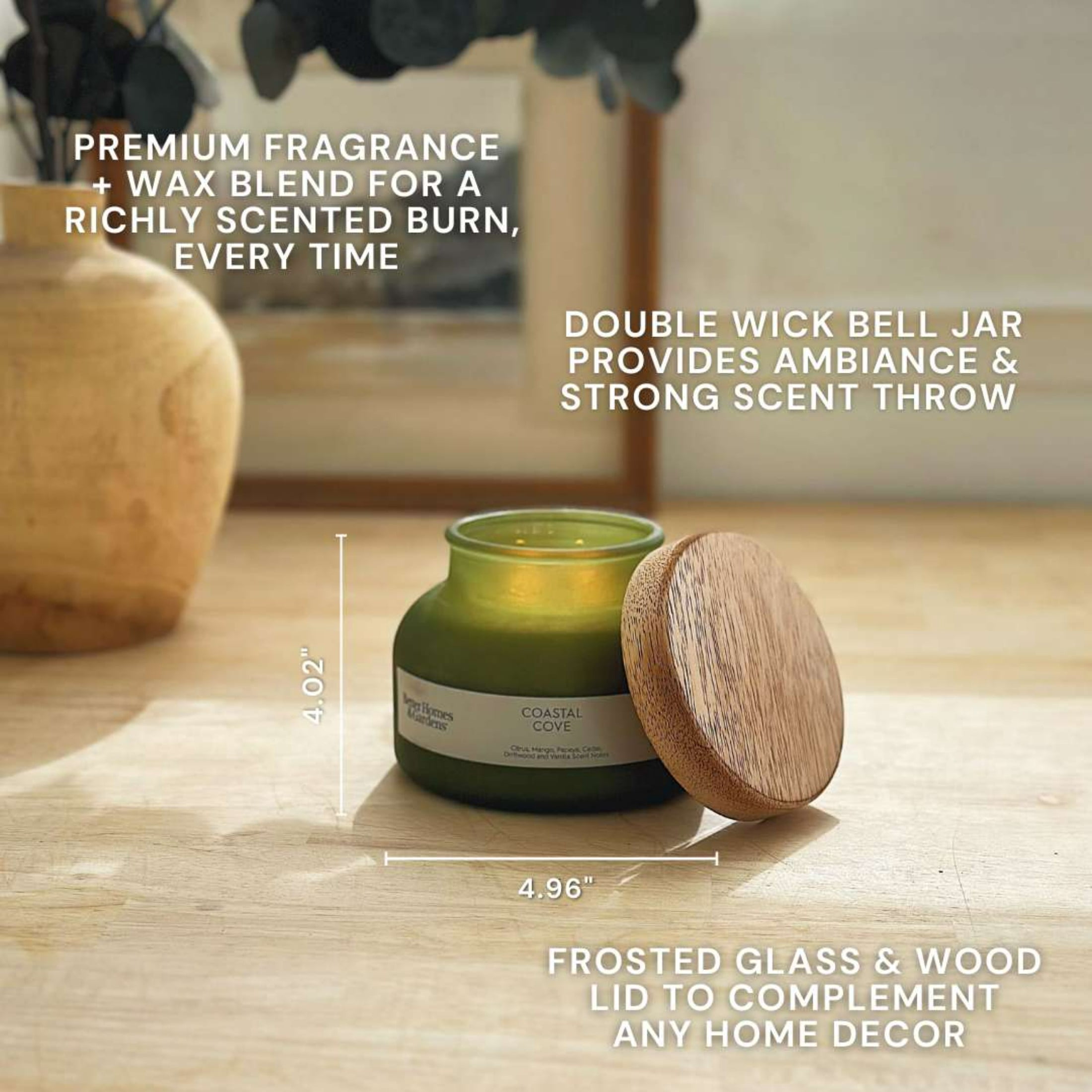 (4 pack) Better Homes and Gardens Coastal Cove Scented 2-Wick Frosted Jar Candle 18oz.