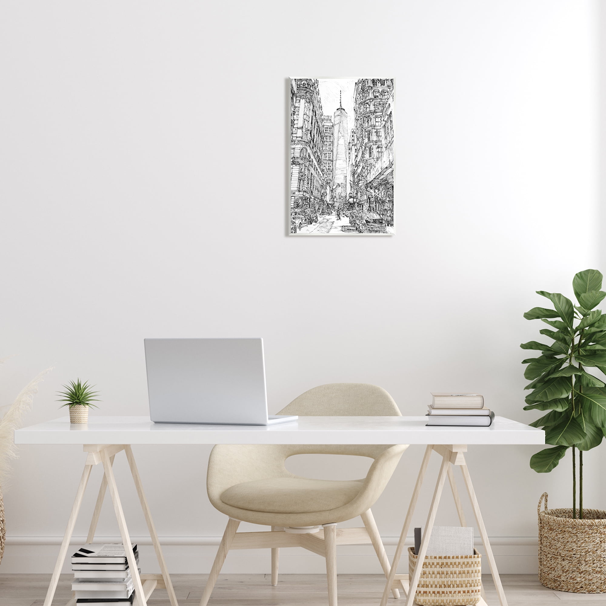Stupell Urban City Metropolis One World Trade Center Travel & Places Drawing Wall Plaque Unframed Art Print Wall Art