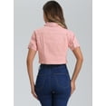 thumbnail image 3 of DARING DIVA Women's Summer Short Sleeves Crop Denim Jackets M Pink, 3 of 6