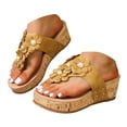 thumbnail image 1 of Dakaela Womens Cork Flower Platform Sandals Arch Support Wedge Flip Flops Summer Walking Slip on Shoes, 1 of 7