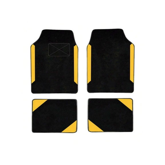 Leadwolf Car Floor Mats for Honda for Accord Hybrid Vinyl Carpet Protection All Weather Auto Liners Anti-Slip Automotive Floor Mats Velvet Colored Stripe Black and Yellow 4pcs