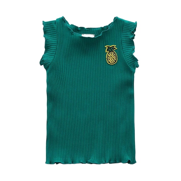 WAYUTE Girls Sleeveless Ruffle Emborider Tank Top Soft Basic Tee Shirt for Toddler Baby Lightweight Summer Daily Wear