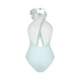 thumbnail image 3 of IBTOM CASTLE Women's One Piece Swimsuit with Beach Cover up Wrap Skirt Sarong Halter Floral Print Bikini Set Two Piece Bathing Suit S Light Blue - Halter, 3 of 5
