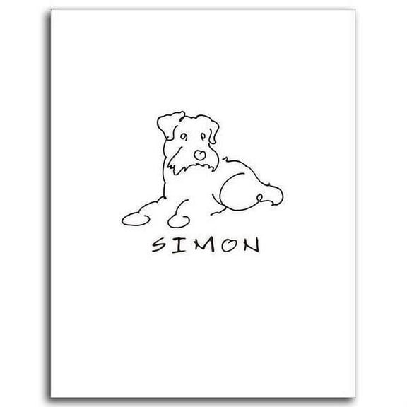 Personalized Hand-Crafted Mini Schnauzer Line Drawn Style Block Mount