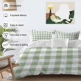 thumbnail image 4 of Sage Green Checkered Duvet Cover Set, Farmhouse Buffalo Plaid Soft Duvet Cover Full Size Bedding Set 4 Pieces, 1 Quiltcover and 2 Pillowcases with Zipper, 1 Bed Sheet for All Seasons, 4 of 9