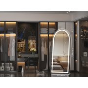Hasipu 71 X 32 LED Arch Full Length Mirror, Black Frame Mirror with Lights Wall Mounted Free Standing Leaning for Bedroom, Living Room, Dressing Area