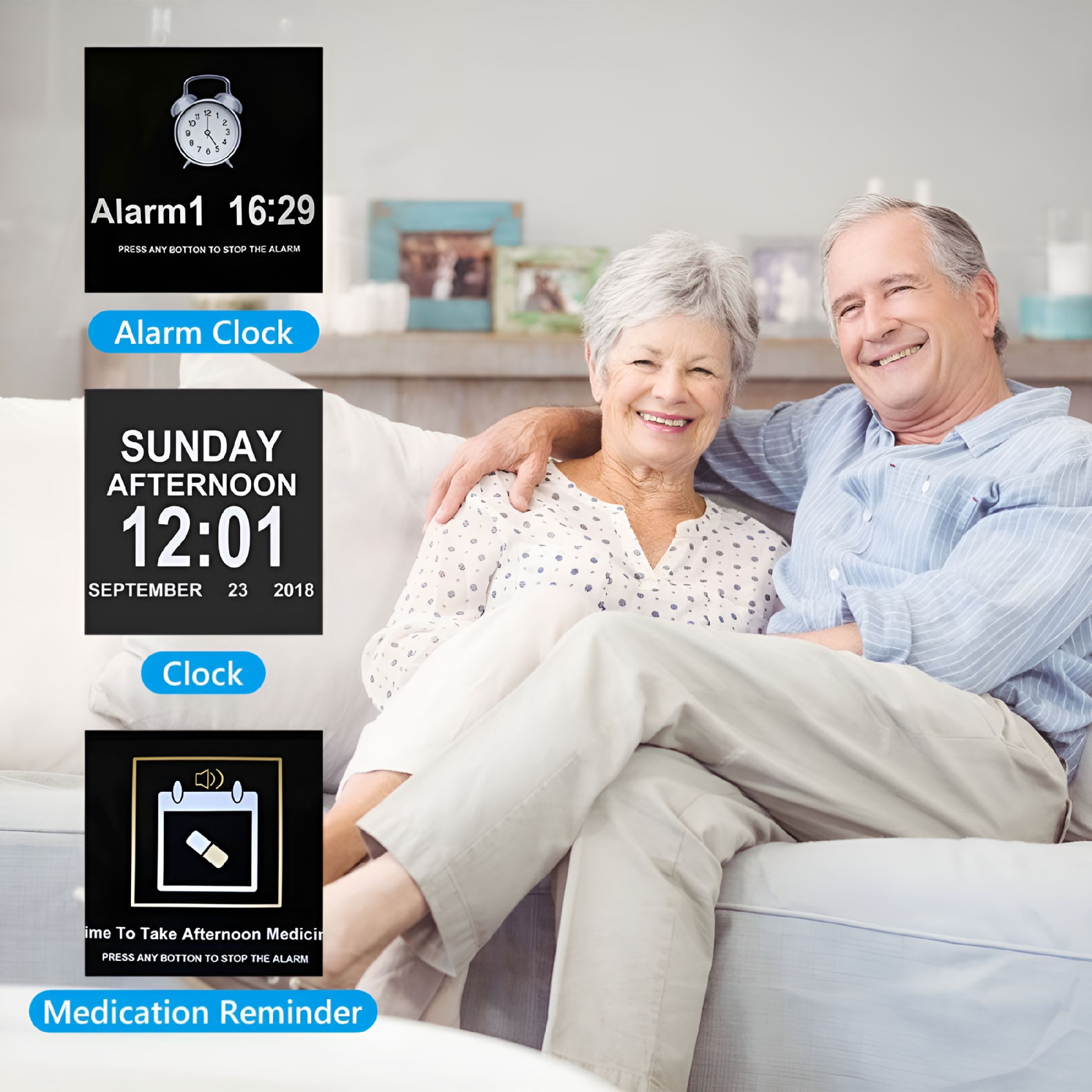DESIGNICE 2026 New Digital Day Calendar Clock Multifunctional Extra Large Dementia Digital Clock with 5 Alarms and Medication Reminders Home Decor for Seniors Elderly Impaired Vision