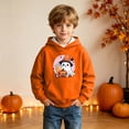 thumbnail image 6 of BLTIBY Girls Boys Halloween Hoodie Sweatshirts Casual Pullover Pumpkin Cute Graphic Fleece Tops Stylish for Casual Daily Wear with Pockets Orange 5 13-14 Years, 6 of 9