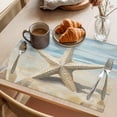 thumbnail image 3 of Coastal Beach Starafish Placemats Set of 12 Summer Ocean Wave Blue Beige Place Mats Indoor Wipeable Table Mats Washable Cloth Dining Table Placemats for Kitchen Holiday Party Home Decor 13x19 Inch, 3 of 9