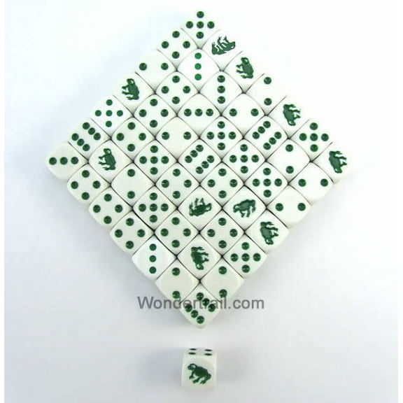 Frog Dice Opaque White with Red Pips 16mm (5/8in) Bulk Pack of 50 Koplow Games