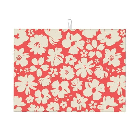 

Bingfone Beige Flowers 18 X 24 Dish Drying Mat For Kitchen Counter Ultra Absorbent Microfiber