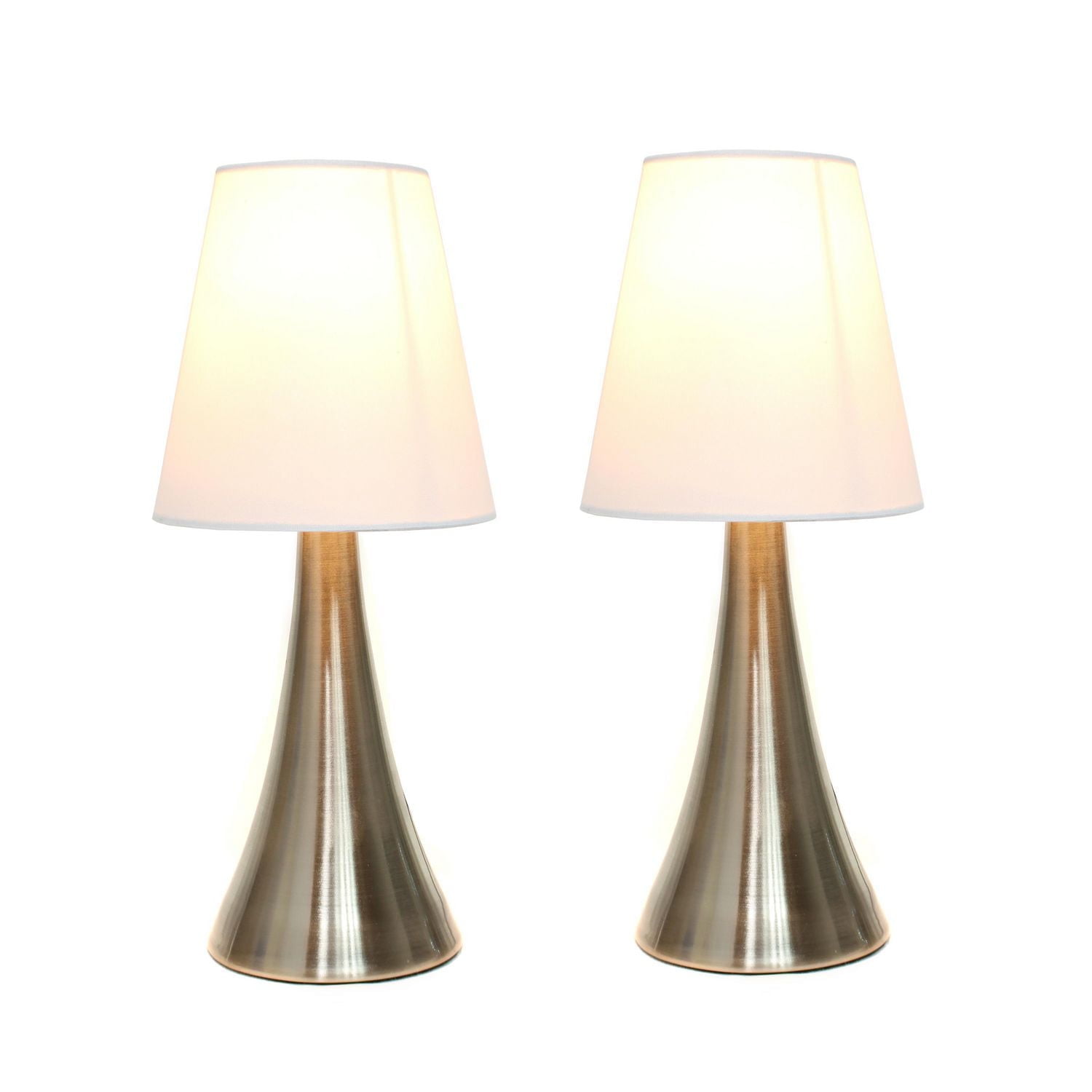 Simple Designs Valencia 2 Pack Mini Touch Table Lamp Set with Fabric Shades
