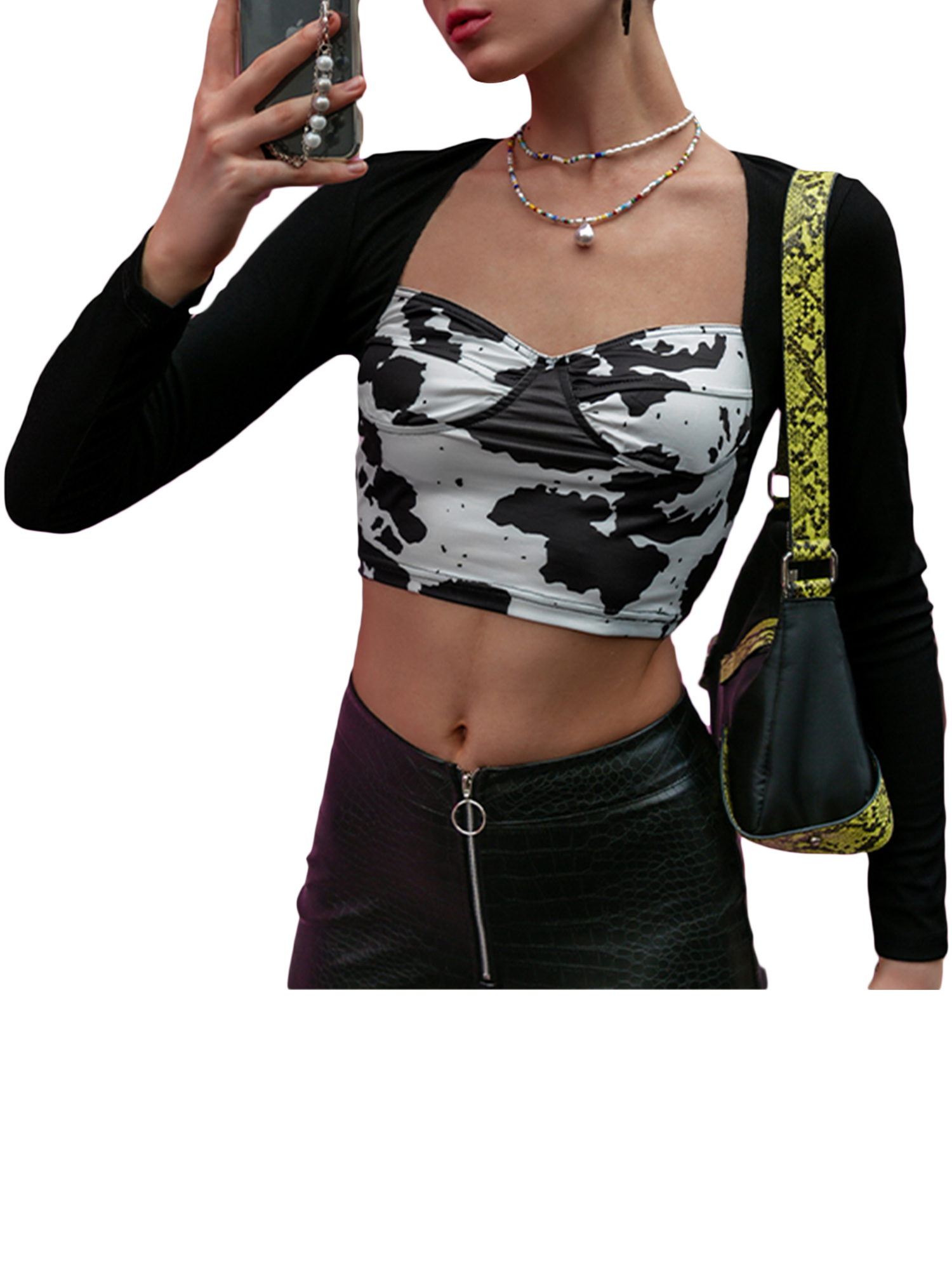 JINSIJU Women Square Neck Crop Tops 