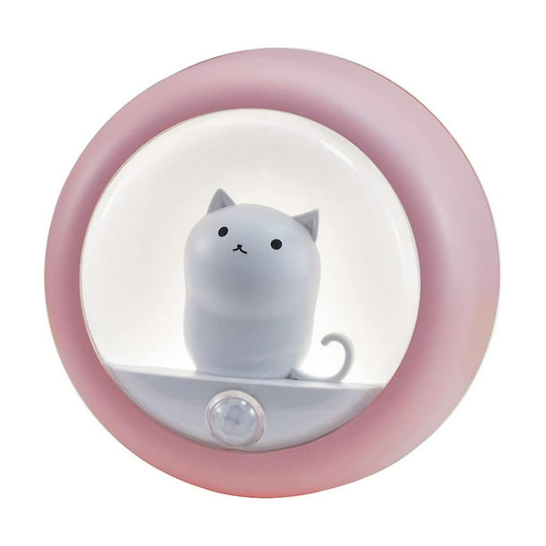 Preciosas luces nocturnas para gatos con Sensor de movimiento para niñas amantes de los gatos con batería recargable, magnéticas integradas con 2 niveles de brillo