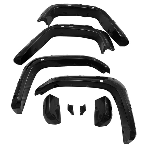 Ikon Motorsports Fender Flares Wheel Arch Covers Compatible with 2007-2015 Toyota FJ Cruiser Rivet/Bolt Style ABS Smooth Truck Mud Guard Fender Extensions Protector Set, 8 Pcs, Front & Rear