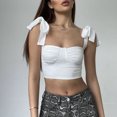thumbnail image 2 of Camiseta sin mangas con tirantes para mujer, de color puro, ajustable, transpirable, agradable para la piel, corta, sin mangas, para fiesta en la playa, color blanco M, 2 of 6