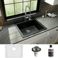 thumbnail image 2 of Karran  Top Mount 25 in. Single Bowl Quartz Kitchen Sink Kit Concrete, 2 of 5