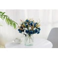 thumbnail image 5 of Xiao Hua 4 ramos de rosas artificiales. 48 rosas pequeñas, flores de seda de plástico, ideales para decorar mesas de hoteles, bodas, Navidad y oficinas, color azul oscuro., 5 of 5