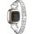 thumbnail image 3 of REQO Metal Bands Compatible with Fitbit Sense 2/Sense/Versa 4/Versa 3 Bands, Adjustable Classic Stainless Steel Bands Diamond Rhinestone Links Bracelet Band for Man&Women, 3 of 7