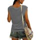 thumbnail image 5 of Camiseta básica de verano para mujer, holgada, con cuello en V y manga corta, sin mangas., 5 of 6