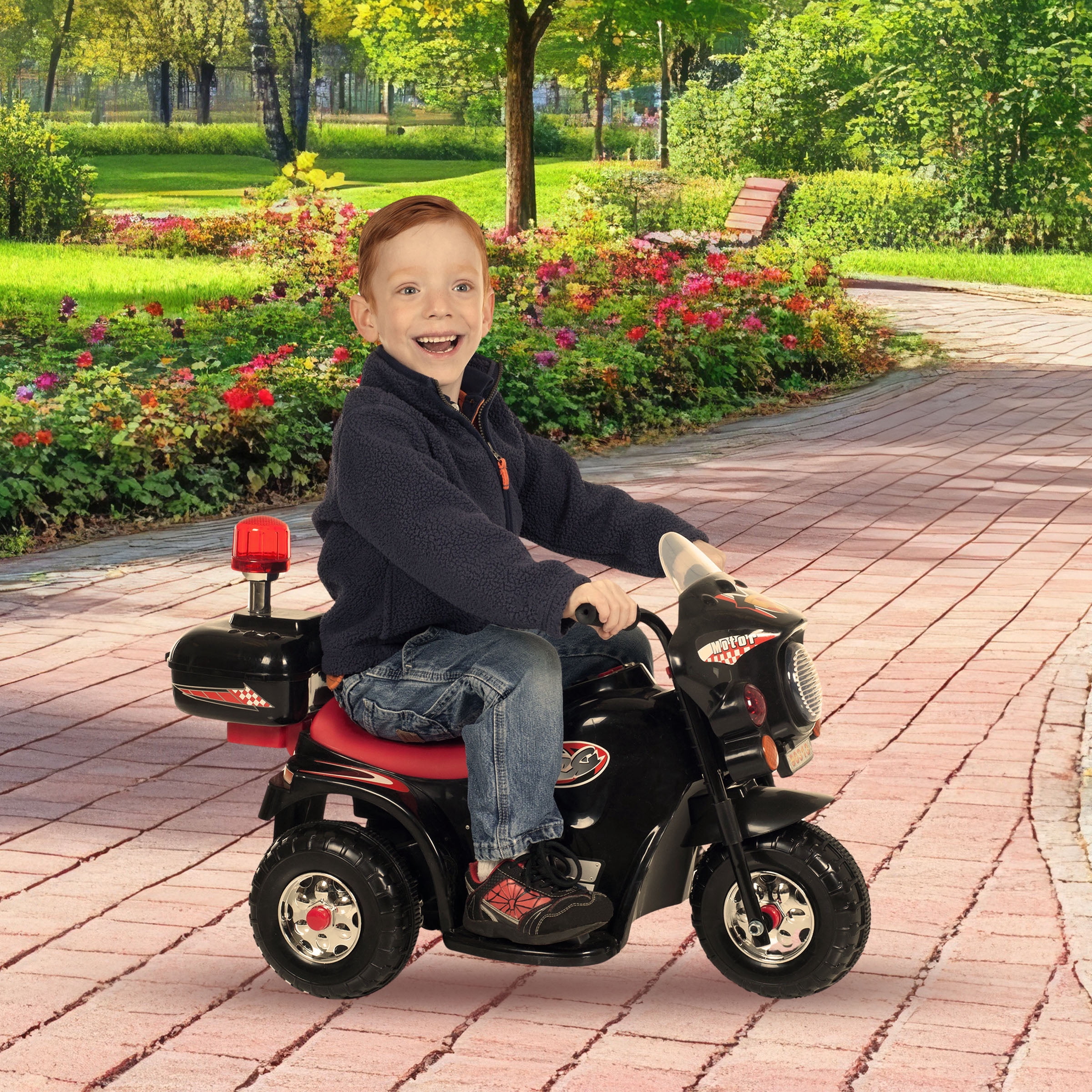 3 Wheel Motorcycle Battery Powered Ride On Toy for Kids by Hey! Play!