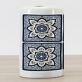 thumbnail image 3 of Talavera Ceramic Toothbrush Holder, Tile Like Design Illustration of Colorful Floral Mediterranean Moroccan Pattern, Decorative Versatile Countertop for Bathroom, 4.5" X 2.7", Multicolor, 3 of 4