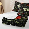 thumbnail image 4 of jejeloiu Folk Floral Moth Twin Quilt Set For Girls,Botanical Pattern Twin Coverlet Set,Black Red Green,2 Pieces, 4 of 7