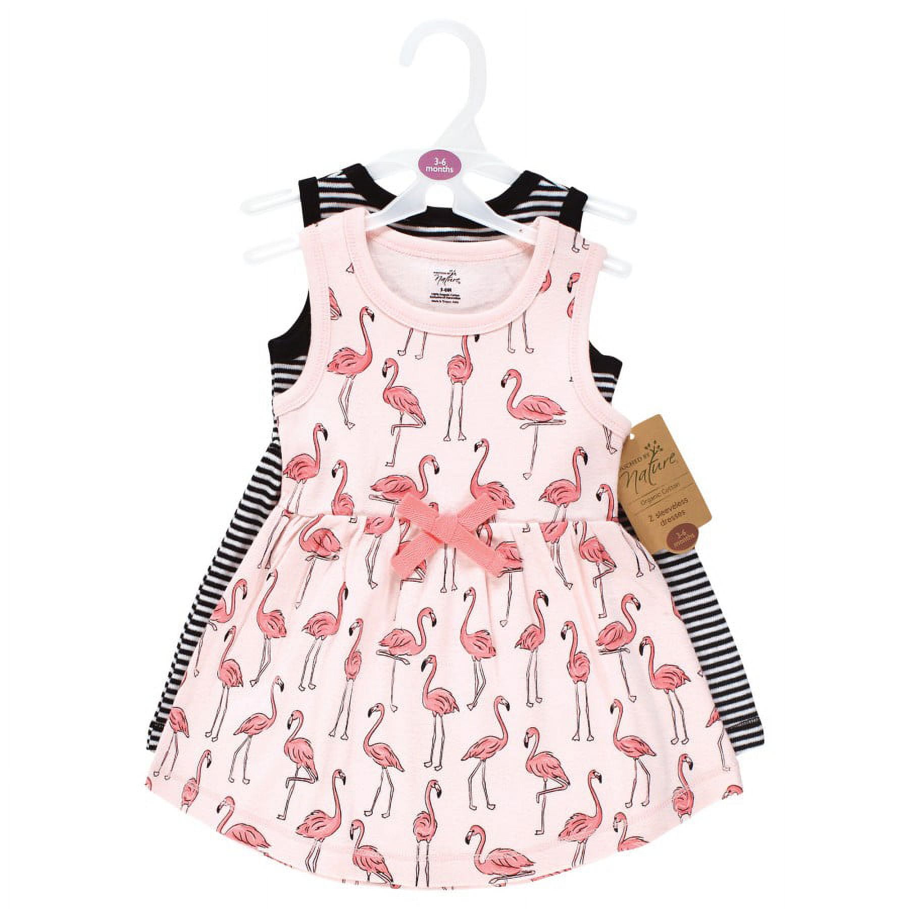 Touched by Nature Girl Organic Cotton Dresses, Pink Flamingo, 6-9 Months