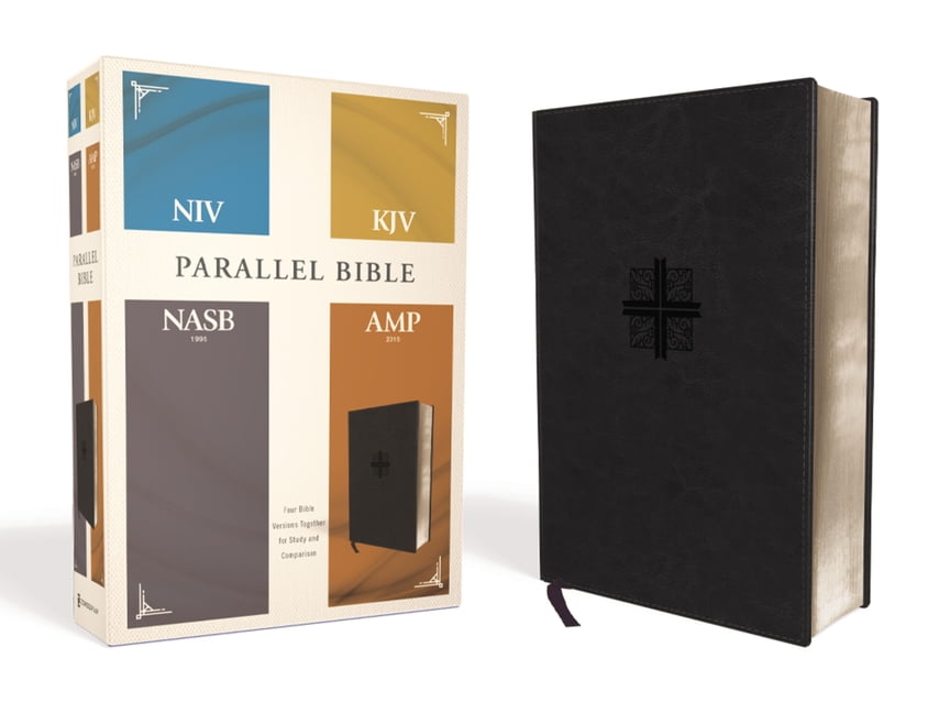 Niv, Kjv, Nasb, Amplified, Parallel Bible, Leathersoft, Black Four