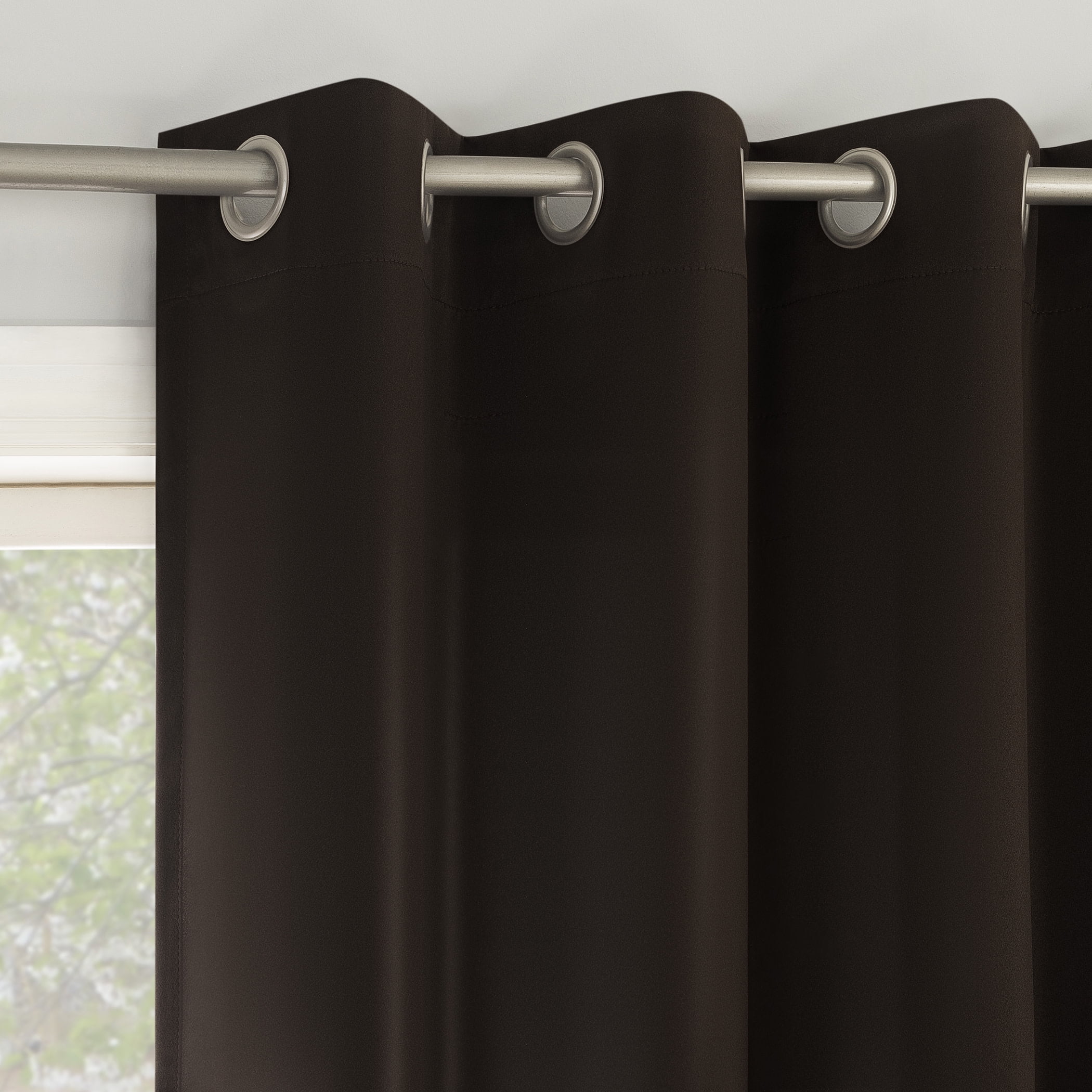 No. 918 Brandon 2-Piece Magnetic Closure Room Darkening  Grommet Top Curtain Panel, Chocolate Brown, 54.0”W x 63"L