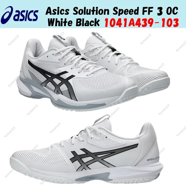 Asics Solution Speed FF 3 OC White Black 1041A439-103 Men's Size
