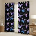 thumbnail image 2 of jejeloiu Cartoon Butterflies Blackout Curtains Set of 2 (52x84 Each),Cute Stars Print Window Curtains,Purple Blue Black Curtains and Drapes For Girls Kids,Luxury Bedroom Decor, 2 of 6