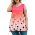 thumbnail image 2 of Hrsba Plus Size Tank Tops for Women Gradient Palm Print Crewneck Sleeveless High Low Hem Loose Soft Breathable Summer Tops, 2 of 5